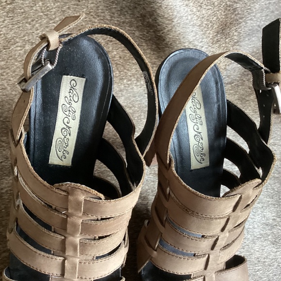 Naughty Monkey Leather Strap Design Platform Peep Toe Heels - Picture 7 of 9